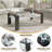 Modern Glass Coffee Table with 2-Tier Storage Shelf, 37.2" Tempered Glass, Stainless Steel Frame Cocktail Table for Living Room, Apartment, and Small Spaces-1579408559