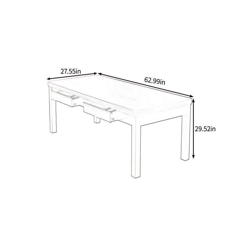 Solid wood multifunctional dining table, 29.52"H x 62.99"L x 27.55"W