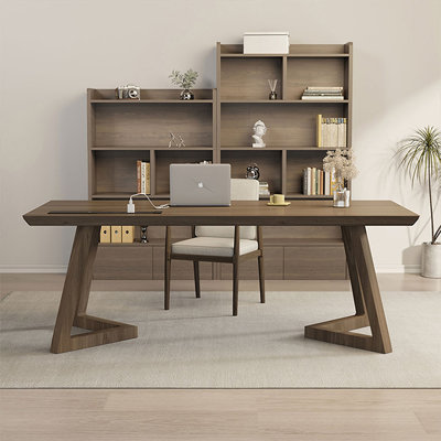 Bureau rectangulaire en bois massif de noyer