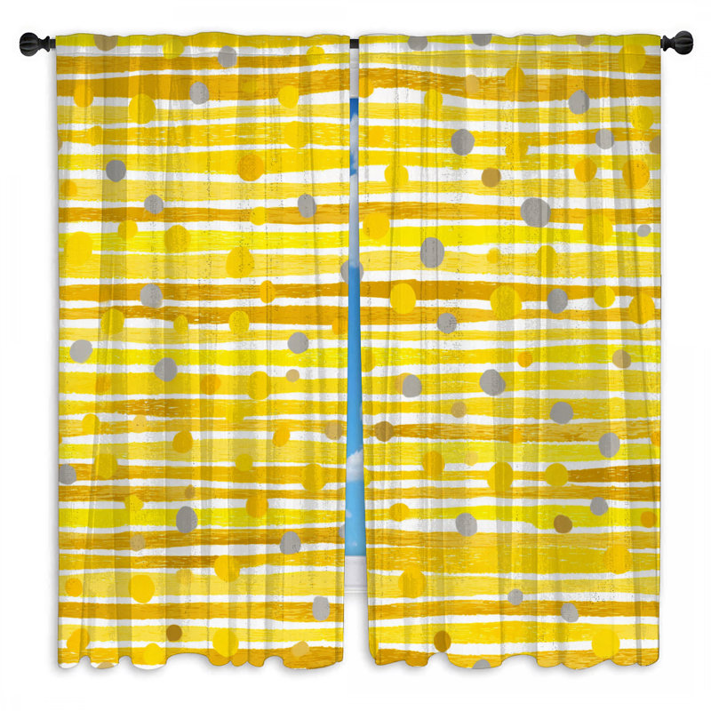 Rideaux de fenêtre à rayures jaunes et voilage obscurcissant - 2 panneaux, 20 po x 60 po - 2 panneaux, Transparent