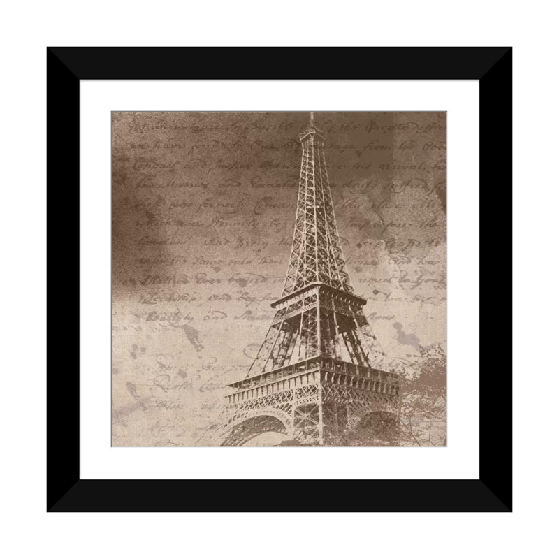 Tour eiffel, impression sur toile tendue, Papier d'art encadré noir, Blanc, H 16 po x l 16 po x P 1 po