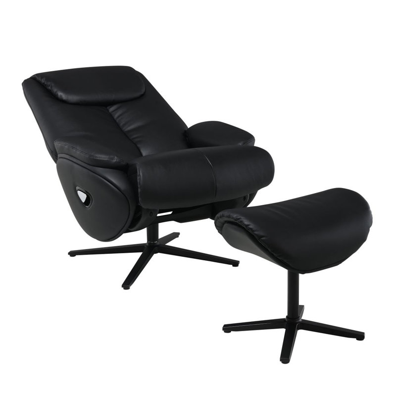 Fauteuil d'appoint pivotant noir avec repose-pieds