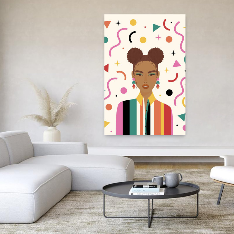 Art contemporain, portrait audacieux et coloré, H 60 po x l 40 po
