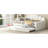 Upholstered Full Size Daybed With Shall Shaped , White - Soft Fabric, Frame, Versatile Living Room Furniture Velvet Covering And Trundle In Elegant Multipurpose Area-448548161