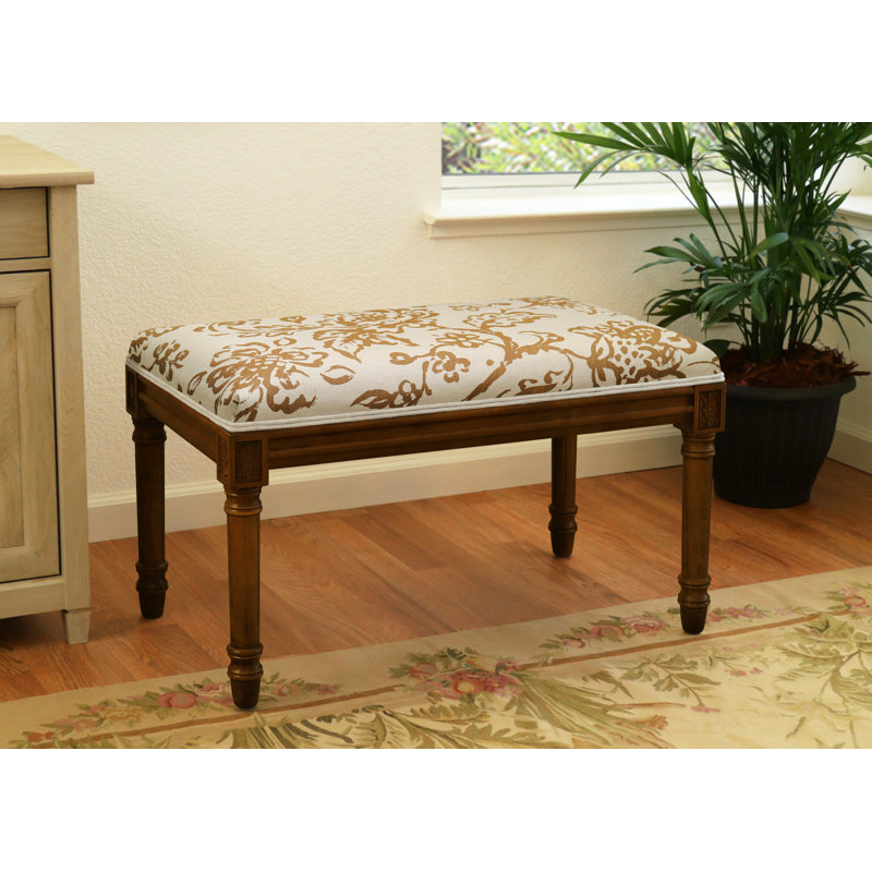 Banc rembourré Billiot, Walnut/Caramel  Painterly Toile
