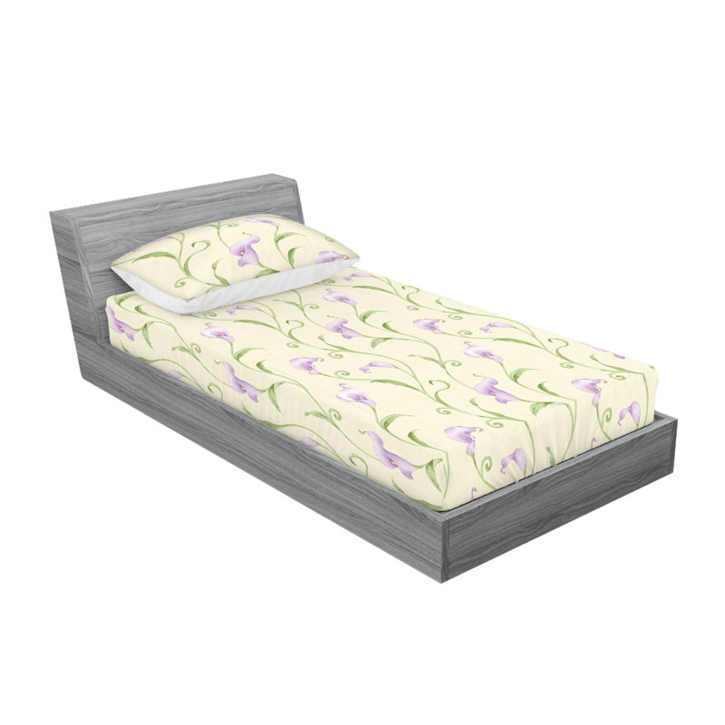 Drap-housse et taies décoratives 3 pièces Ambesonne, Ensemble de draps pour lit simple avec 1 taie d'or