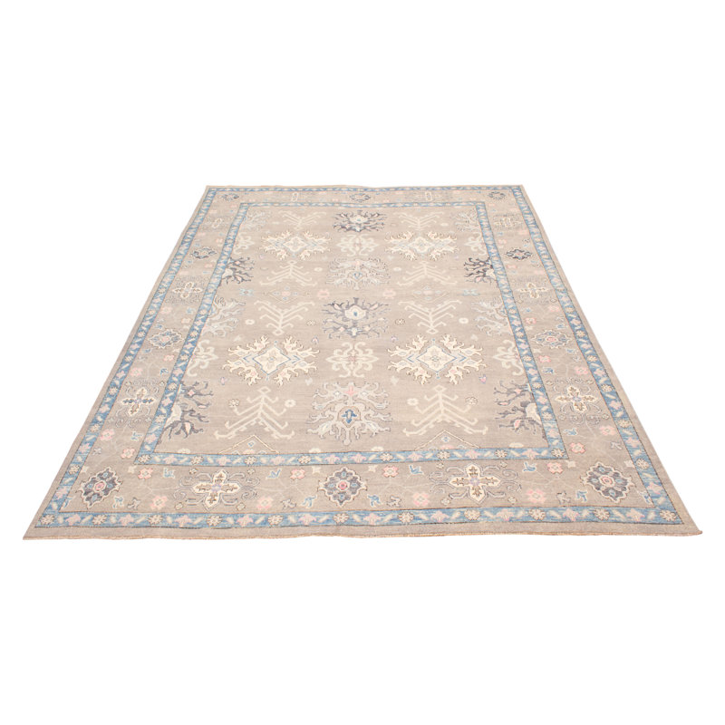 Tapis unique en laine noué à la main gris nouvel âge 10 pi 2 po x 14 pi 4 po Jenelle