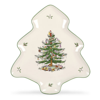 Spode - Arbre de Noël - Plat en forme d'arbre de Noël - 14 po