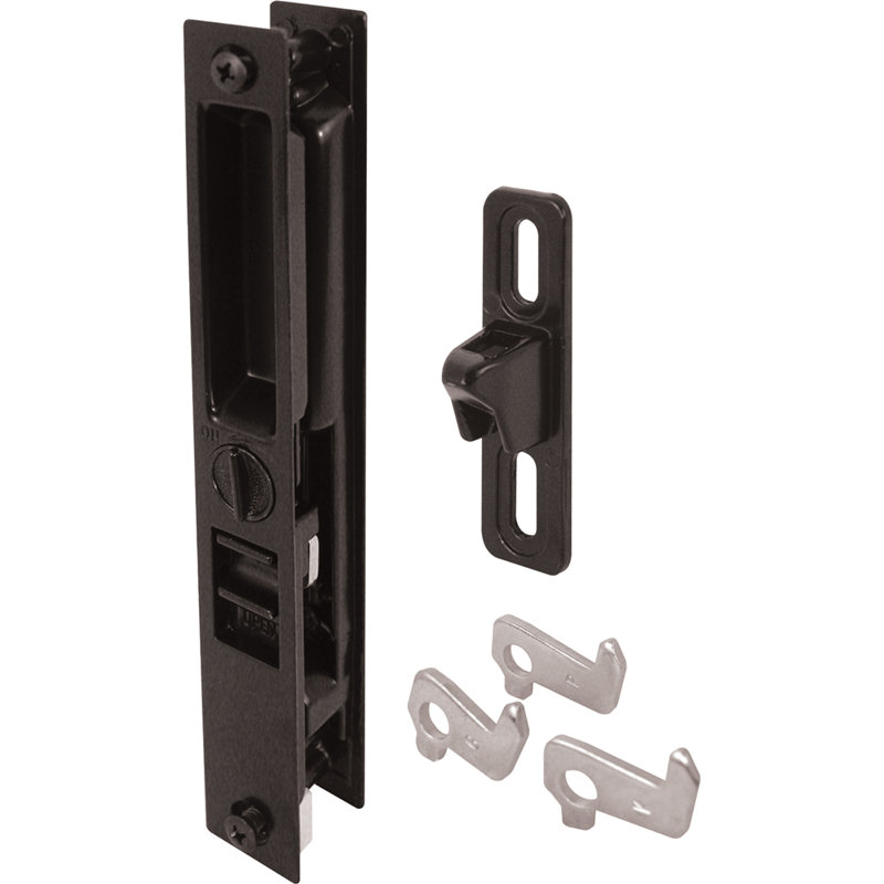 Black Diecast Sliding Door Handle with Mid-Body Hook (Single Pack)