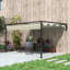 Outsunny 3 x 4m Lean To Pergola with Retractable Roof for Patio Khaki