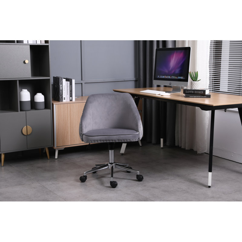Chaise de travail en velours Julie, gris