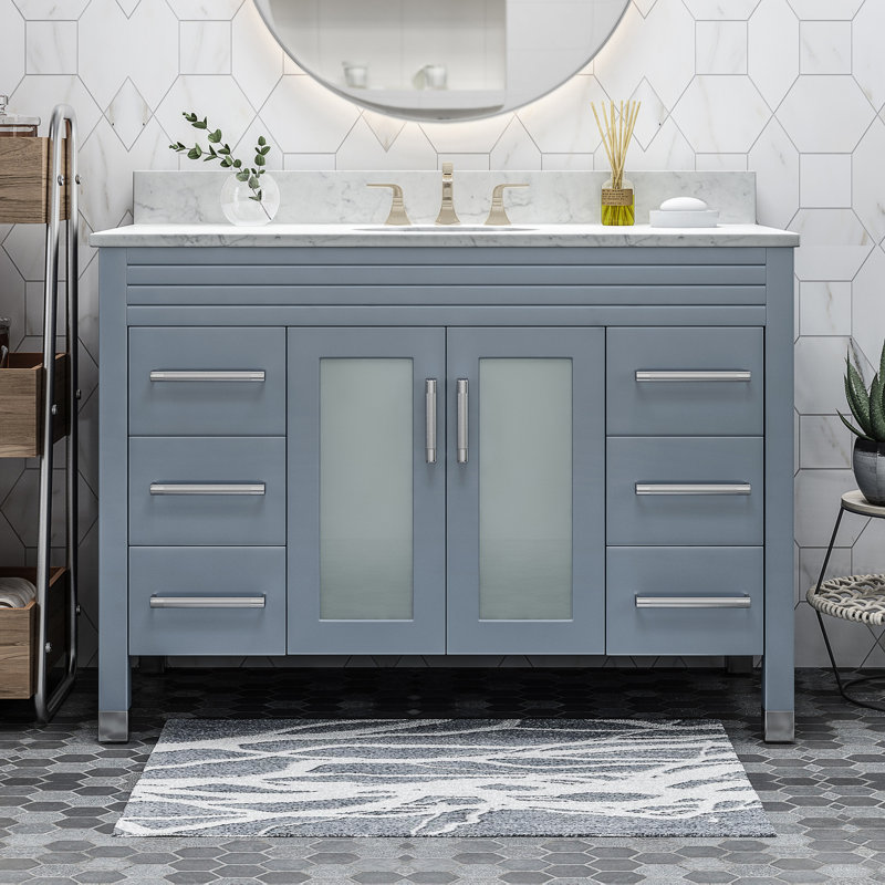 Base de meuble-lavabo de salle de bain simple 48" seulement Will Isaiah, Gris