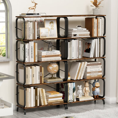 5-Tier Industrial Bookshelf, Rustic Bookcase, Vintage Storage Organizer