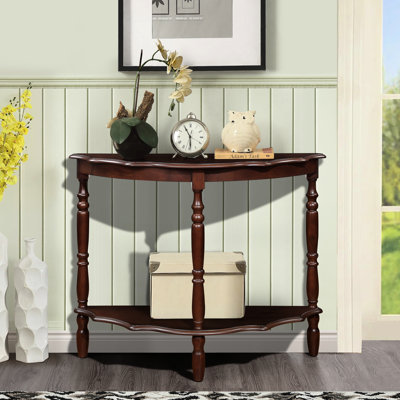 Console demi-lune avec pieds en bois de style rétro avec plateau en bois massif et plateau ouvert de 42 po de style rétro