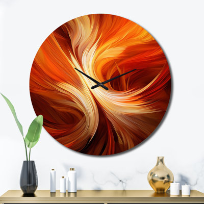 Orange Abstract Warm Fractal Design VI Wall Clock