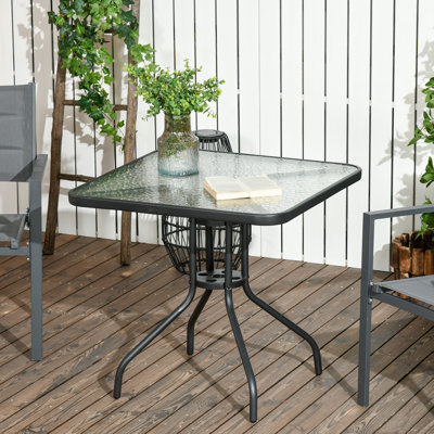 Roxandra Square Metal Outdoor Dining Table With Umbrella Hole , 29.9'' in. W 29.9'' in. D