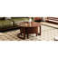 Table basse gigogne ronde noire et noyer, dimensions de 31,5 po, table compacte avec tiroir cannelé, deux tons, empilable