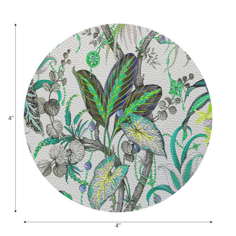 Sous-verres ronds en cuir Amazonia Tourmaline, Tourmaline