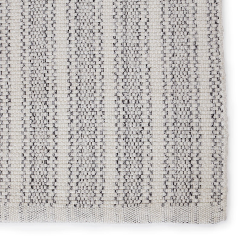Tapis rayé gris clair / ivoire intérieur / extérieur Elis (4 pi x 6 pi), Rectangle 4 pi x 6 pi