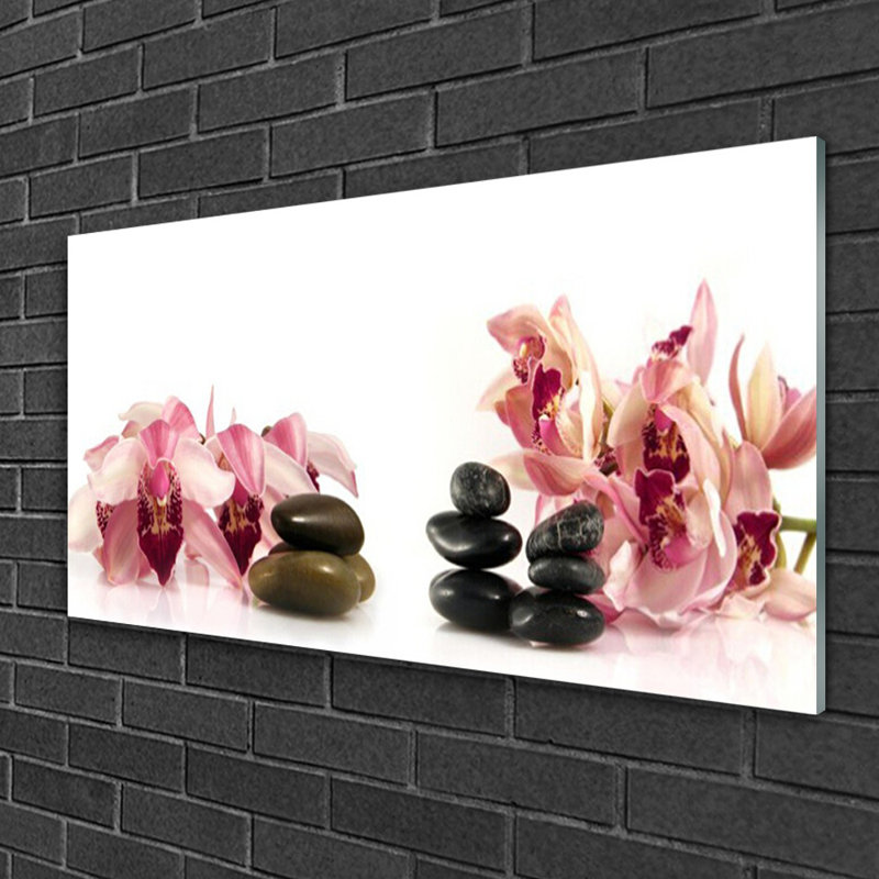 Art Flower Stones - No Frame Print on Glass