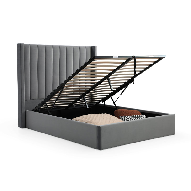 Heswall Upholstered Bed, Grey Faux Wool