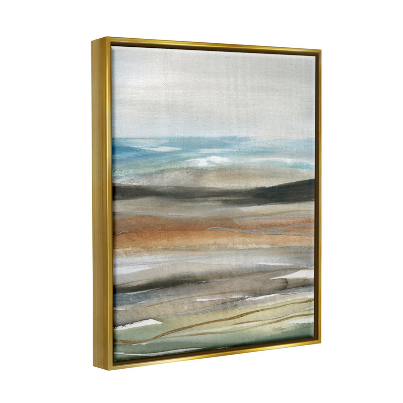 Peinture abstraite de paysage par Carol Robinson, peinture, H 21 po x l 17 po x P 1,7 po, Cadre flottant métallique doré