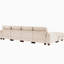 Canapé modulaire en chenille beige avec coussins renforcés à ressorts et méridienne polyvalente en L réversible-1246836745