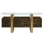 Lashinda 70"L Rectangular Console Cabinet in Brass and Antique Brown
