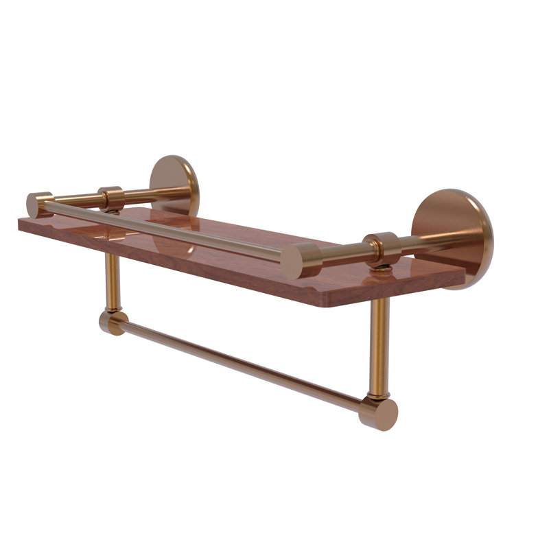 Dalston Bracket Shelf with Towel Bar, Brushed Bronze, 5"H x 16" W x 5" D