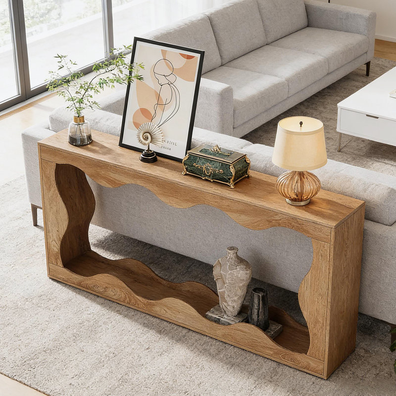 Console élégante et élégante avec style ondulé, idéale pour les vestibules et les salons, Bois