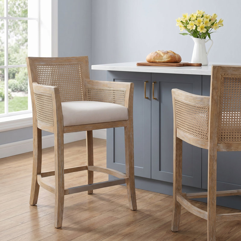 Farlane Counter Bar Stool, Off-White/Natural
