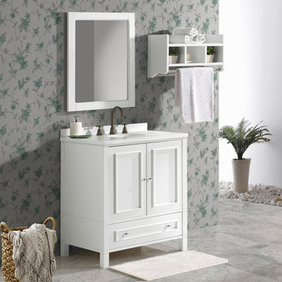 Williamsburg 30" Single Bathroom Vanity Base and Mirror Only in White