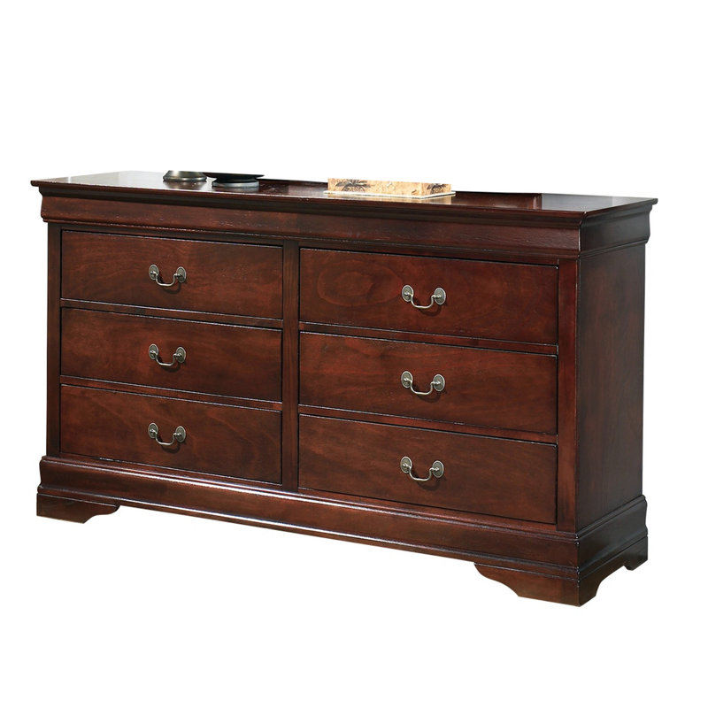 Commode Deyr, 6 tiroirs, bronze, moulure Louis Philippe