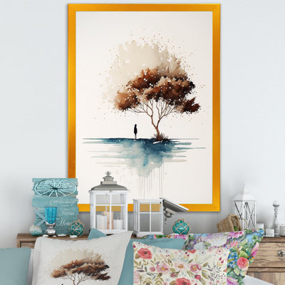 «Watercolor Tree Man by the Lake», reproduction sur toile