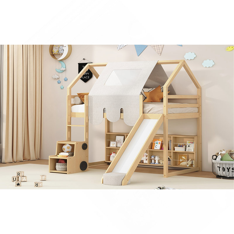 Cadre simple en forme de maison avec tente, format naturel + beige, Natural/Gray