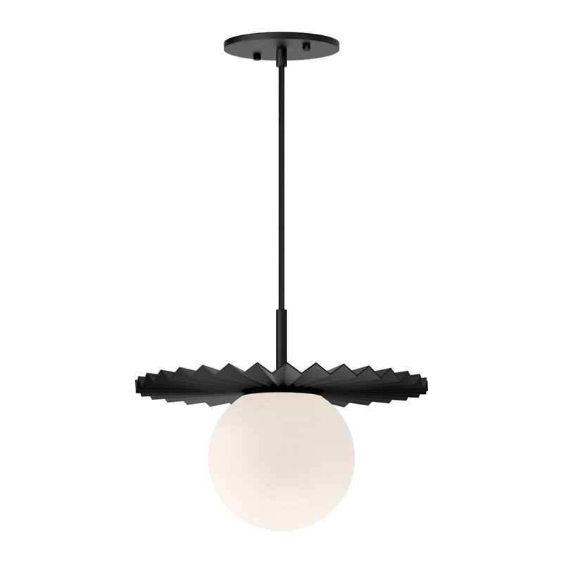 Carletta 1 - Light Single Pendant, Matte Black/Opal Matte Glass, 9.63" H x 11.88" W x 11.88" D