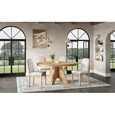 Ensemble de table de salle à manger extensible pour 4 à 6 personnes avec 4 chaises rembourrées, ensemble de table de cuisine rustique de 42 à 58 pouces avec finition vieillie pour la salle à manger et la cuisine