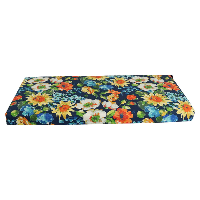 Coussin de banc intérieur / extérieur, Bleu / blanc, L 42 po x P 19 po