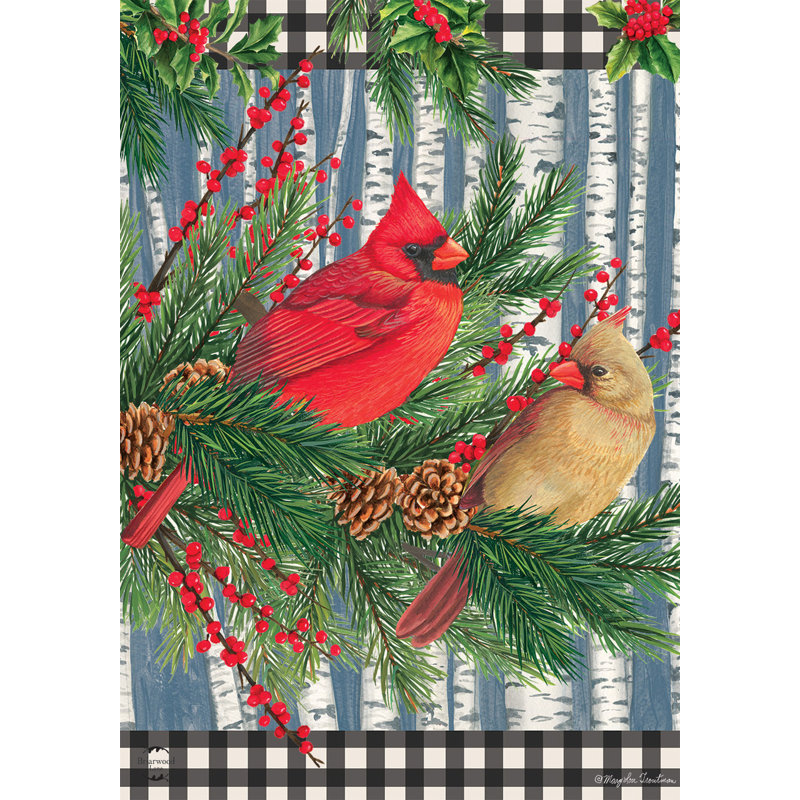 Drapeau de jardin Winter Birch Tree Cardinals