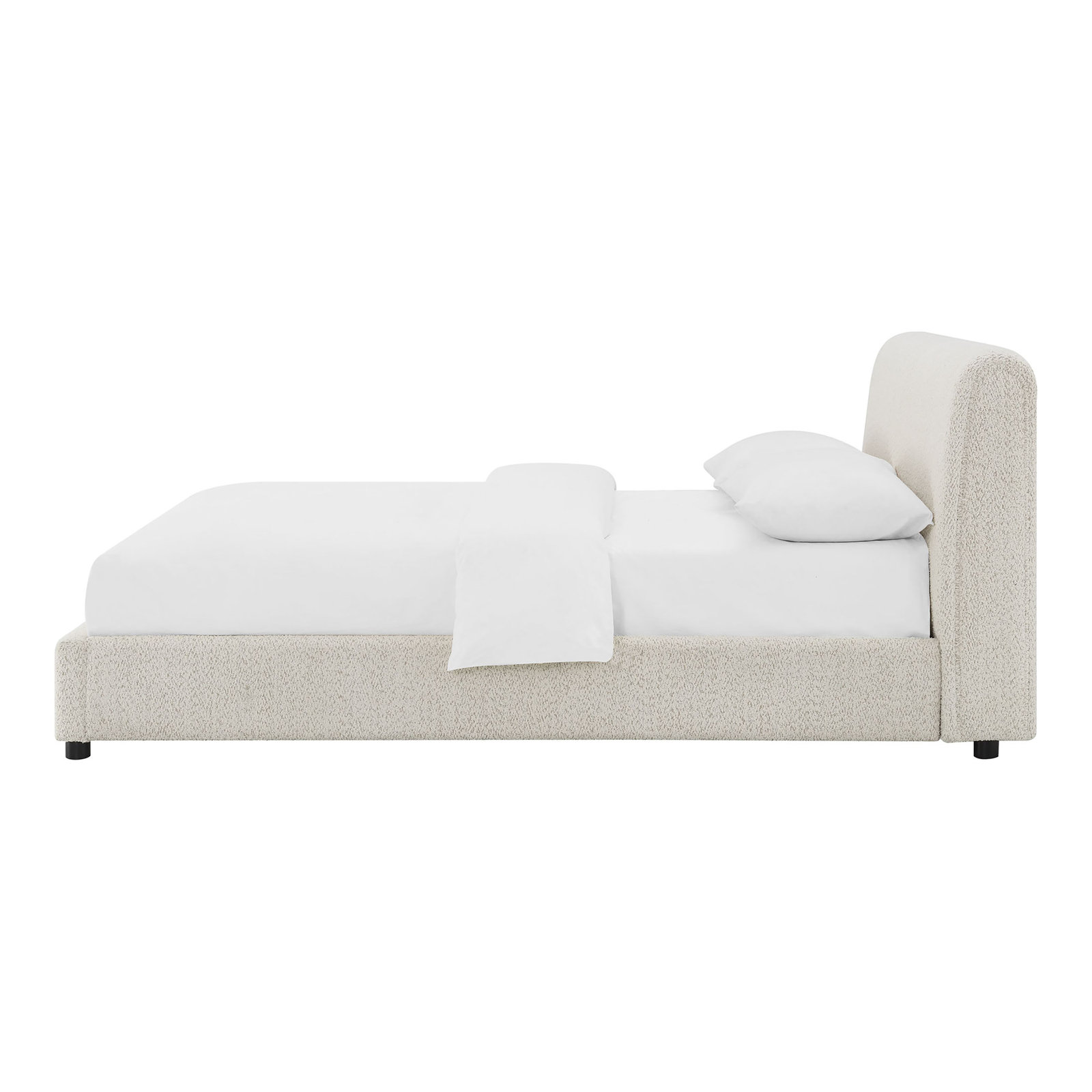 Demarco Platform Bed, King, White Boucle