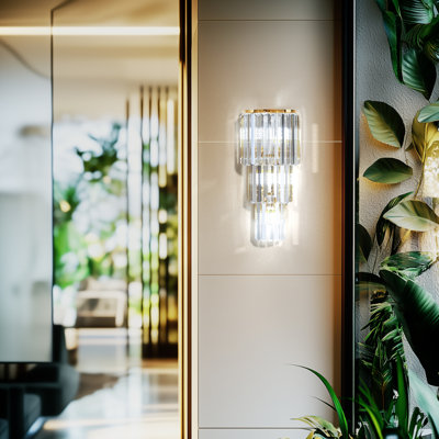 Wall Sconce Lamp Crystal Lighting Fixtures With Long Oblong Crystals