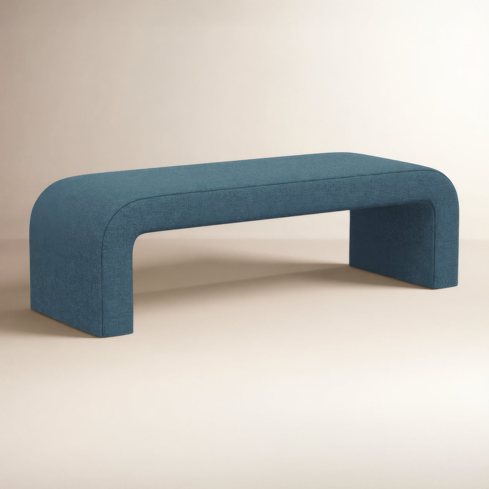 Upholstered Bench, Zuma Navy Textured Linen