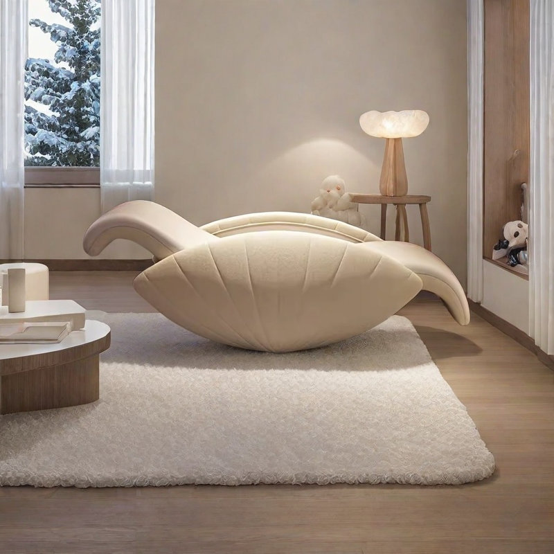 Chaise berçante de luxe Shell, Blanc cassé