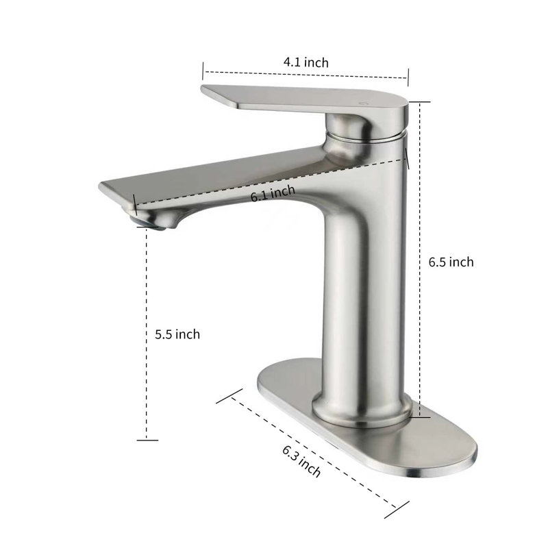 Modern Single Hole Bathroom Faucet With Drain Assembly, Brushed Nickel