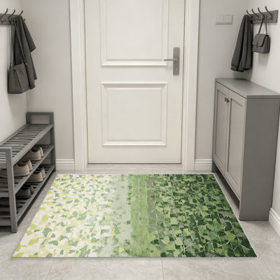 Tapis vert dégradé abstrait - facile à nettoyer, lavable à la machine, doux et confortable; convient aux tapis de porte, aux cuisines, aux salons, aux chambres à coucher, aux couloirs et aux buanderies. Tapis facile à nettoyer et durable pour la décoration intérieure.