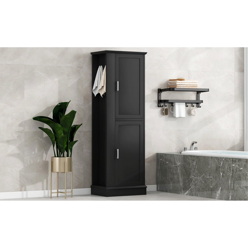 Bathroom Storage - Black Hook And Adjustable Shelf Sorted Freestanding