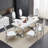 70" Faux Marble Top Metal Base Dining Table-93234940-93234941