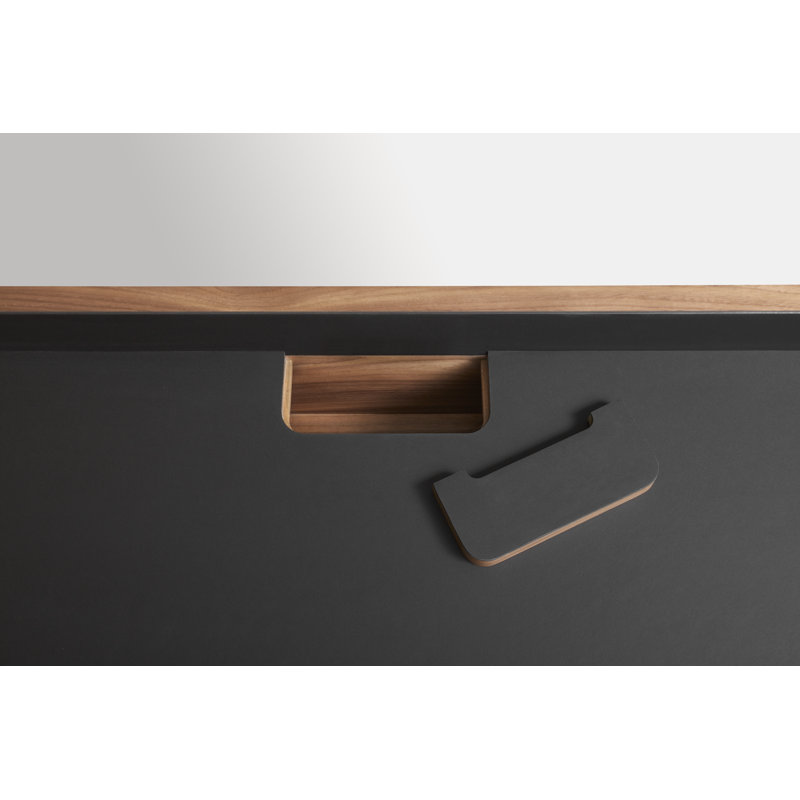 Tabloid Solid Wood Writing Desk, Oblivion/Walnut