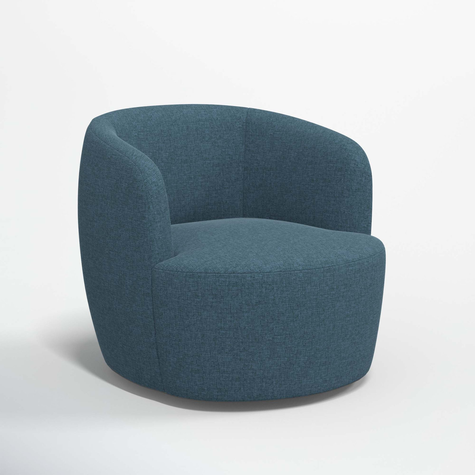 Mina Swivel Barrel Chair, Zuma Navy Textured Linen