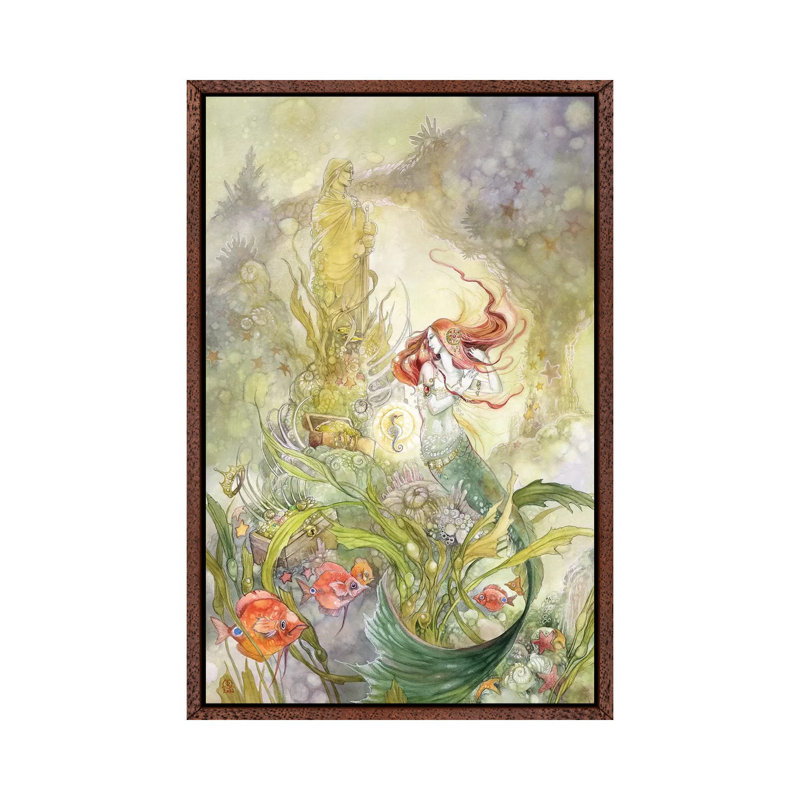 Little Mermaid by Stephanie Law - Print on Canvas, 101.6 cm H x 66.04 cm W, Classic Brown Wood Framed